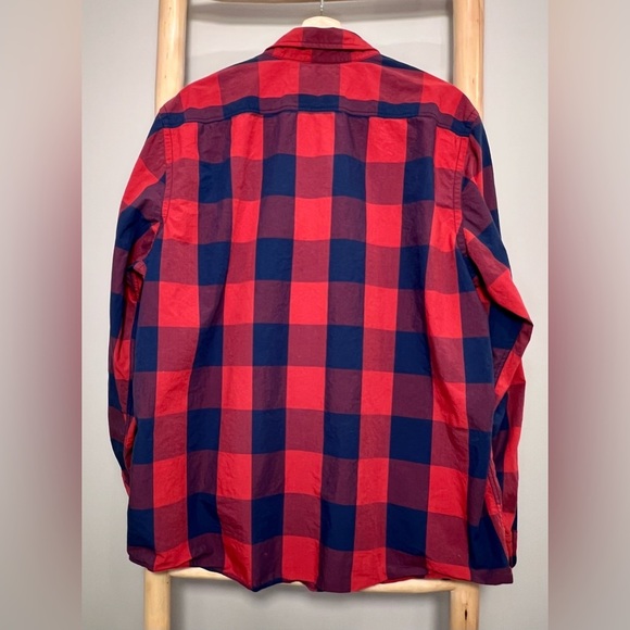 ✨American Eagle XXL Red/Blue buffalo check button down long sleeve poplin - Picture 3 of 9